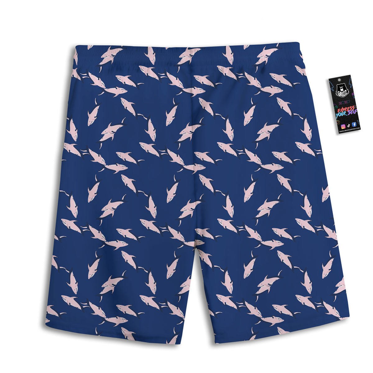 Shark Blue And Pink Print Pattern Men's Athletic Shorts