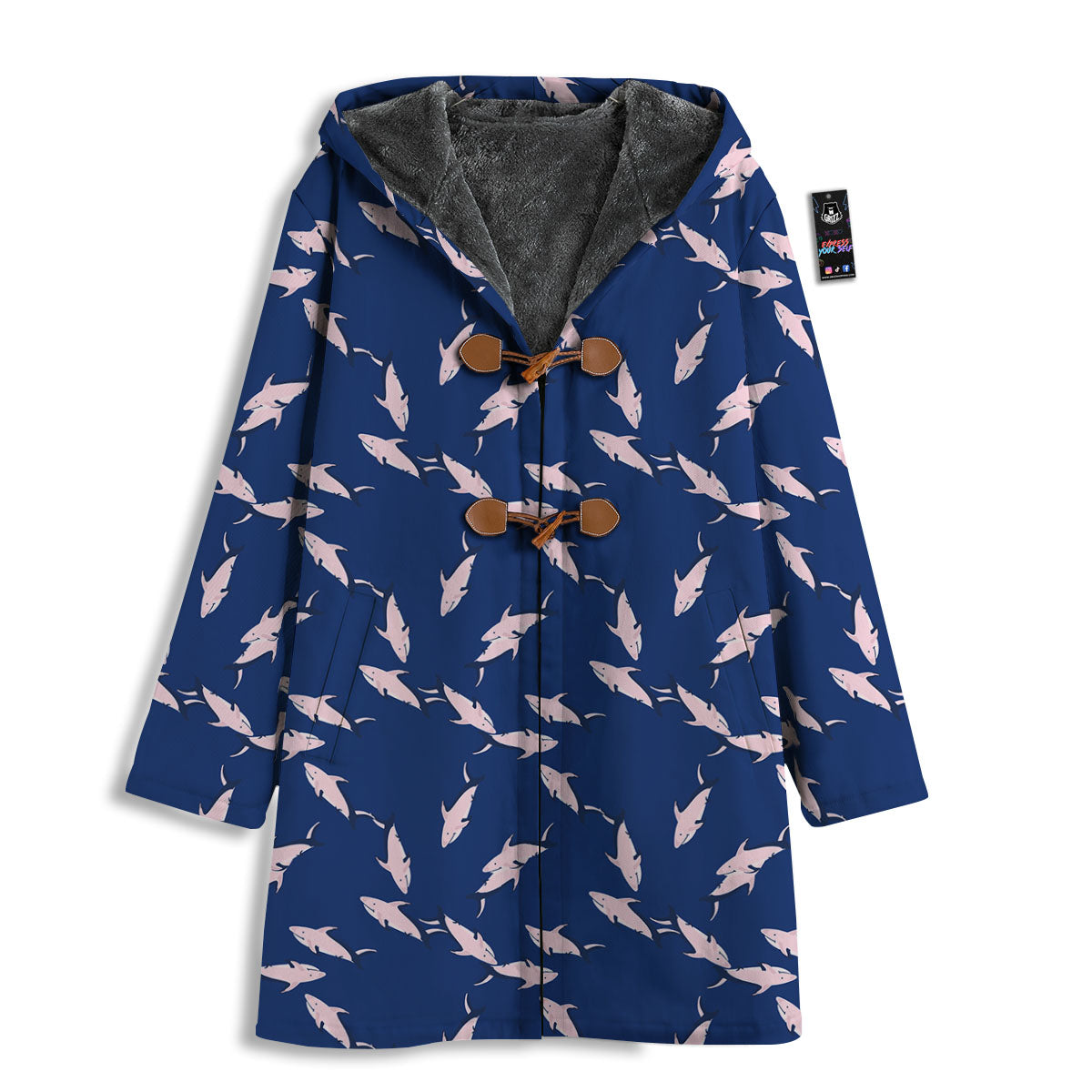 Shark Blue And Pink Print Pattern Men's Windbreaker Jacket-grizzshop