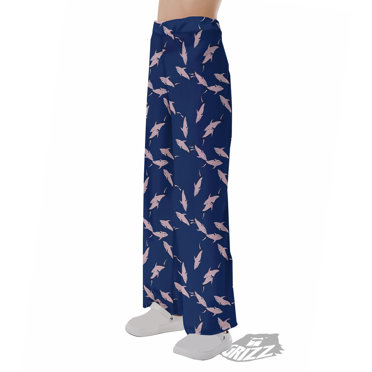 Shark Blue And Pink Print Pattern Pajama Pants-grizzshop