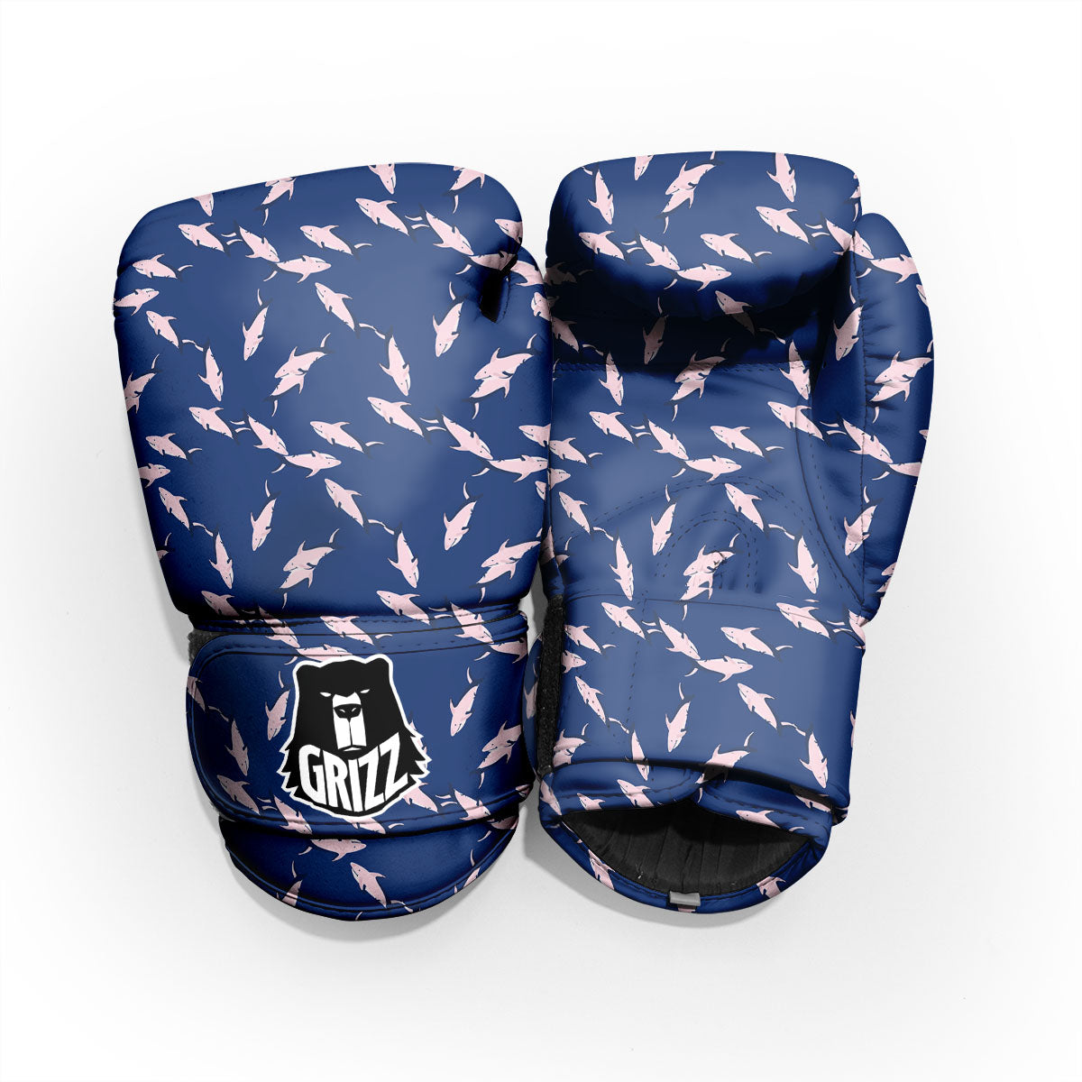 Shark Blue And Pink Print Pattern Pro Boxing Glove