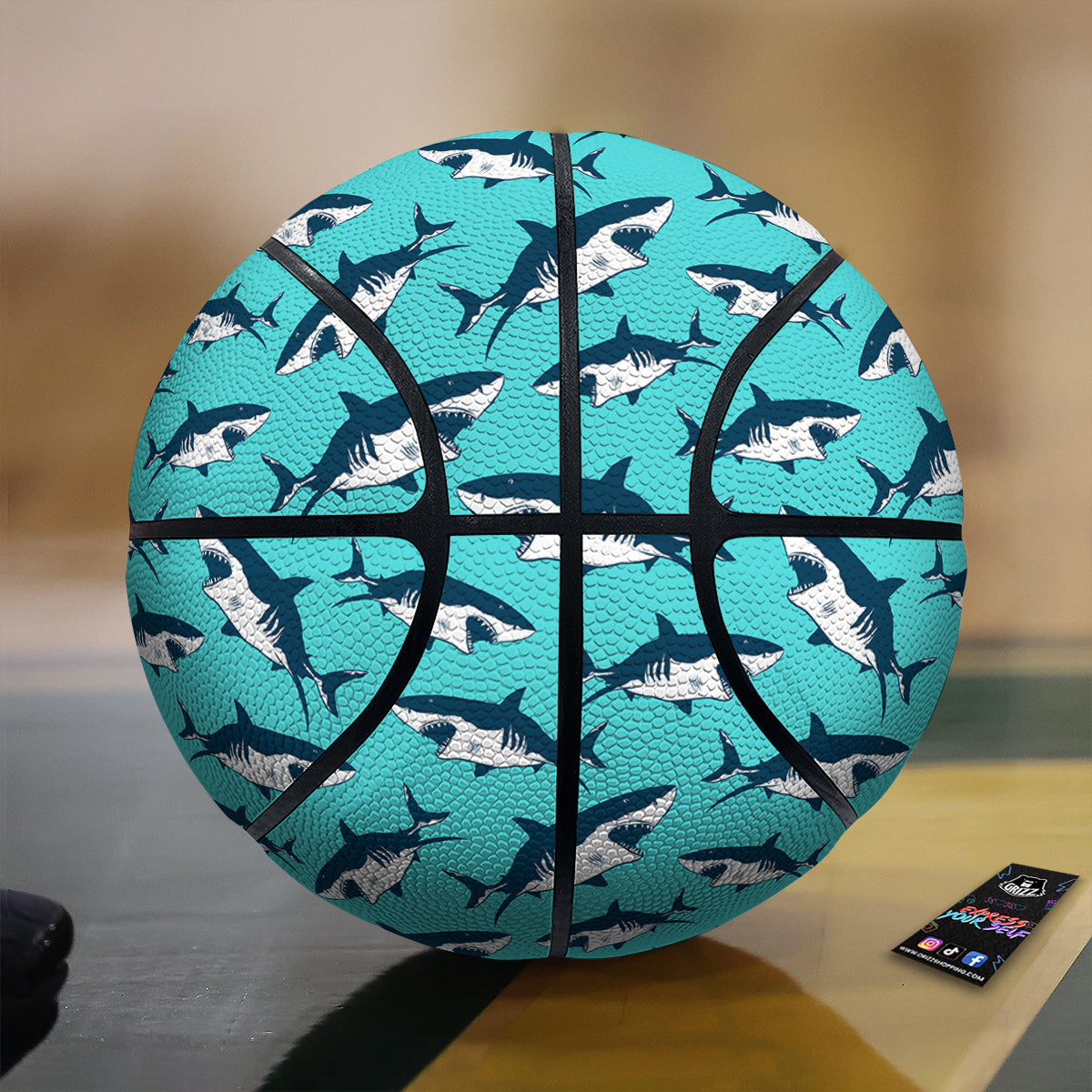 Shark Blue Print Pattern Basketball