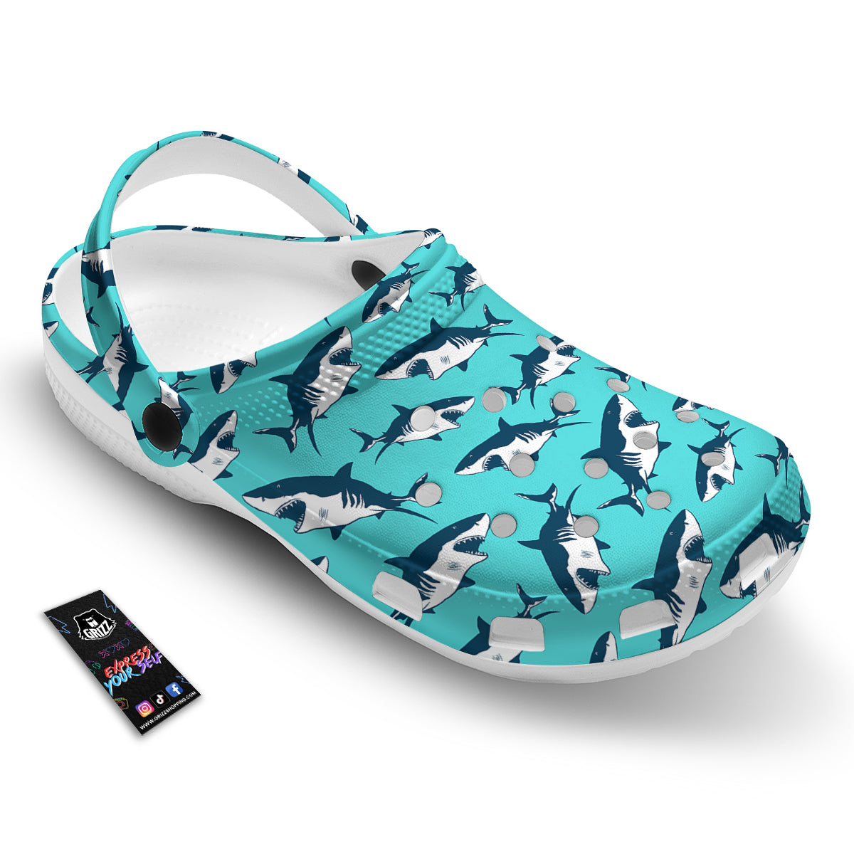 Shark Blue Print Pattern Clog-grizzshop