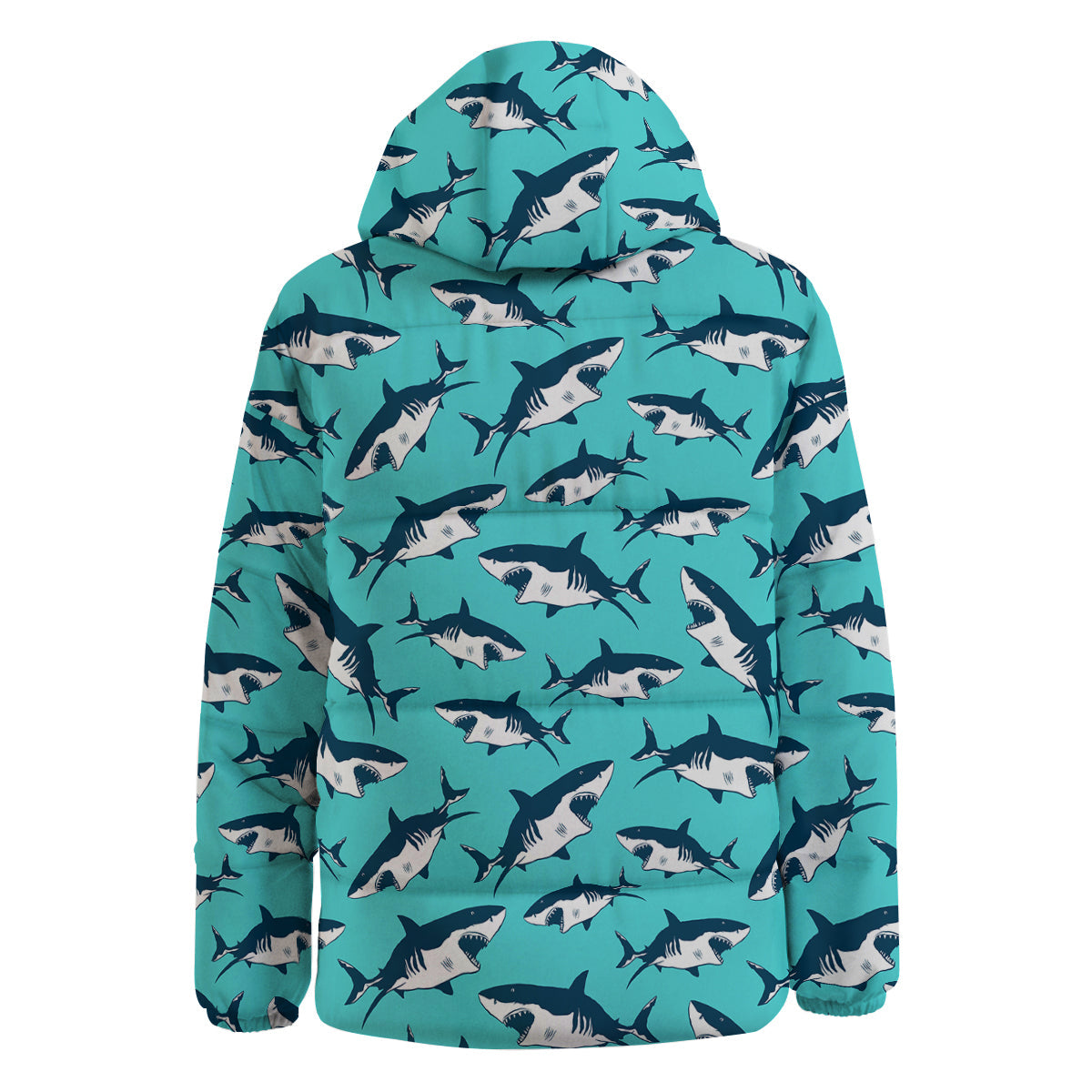 Shark Blue Print Pattern Down Jacket-grizzshop