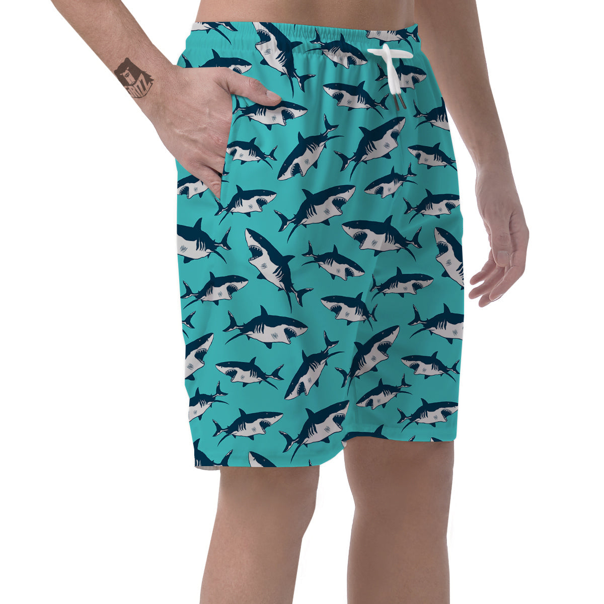 Shark Blue Print Pattern Men's Shorts-grizzshop