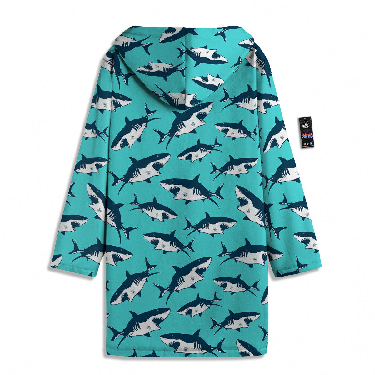 Shark Blue Print Pattern Men's Windbreaker Jacket-grizzshop