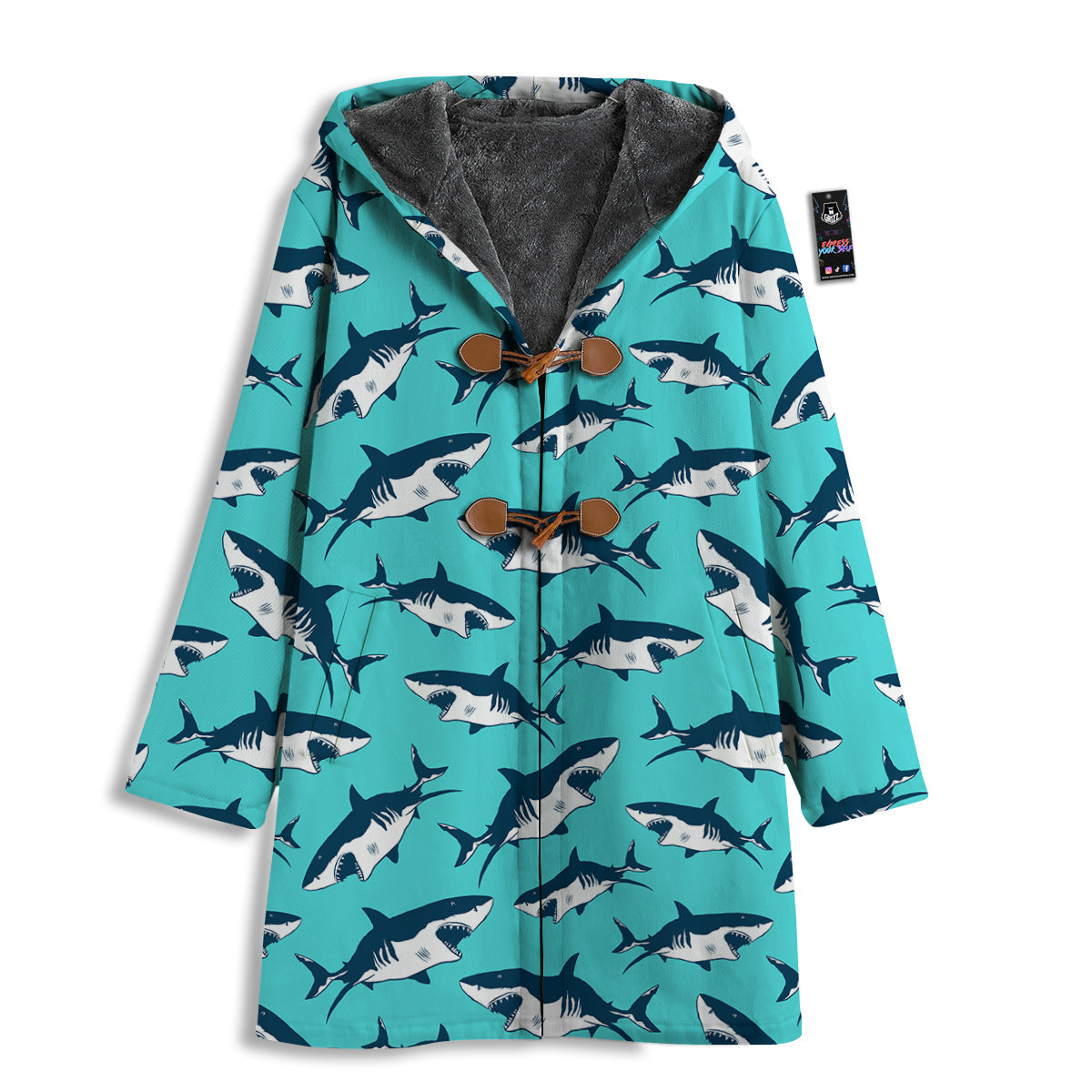 Shark Blue Print Pattern Men's Windbreaker Jacket-grizzshop