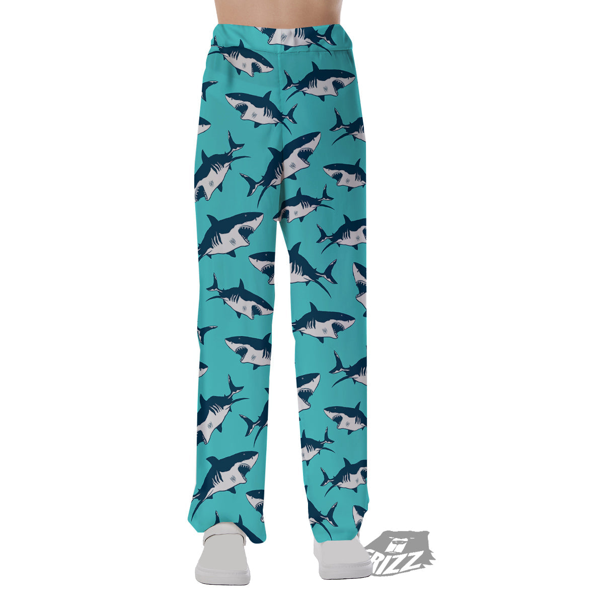Shark Blue Print Pattern Pajama Pants-grizzshop