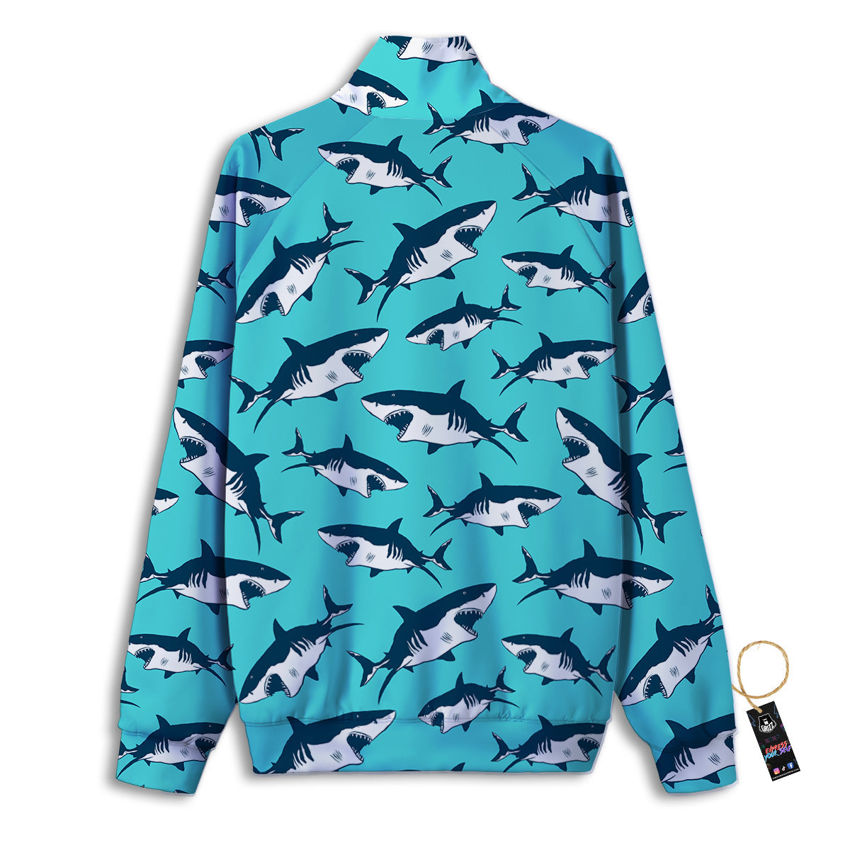 Shark Blue Print Pattern Track Jacket-grizzshop