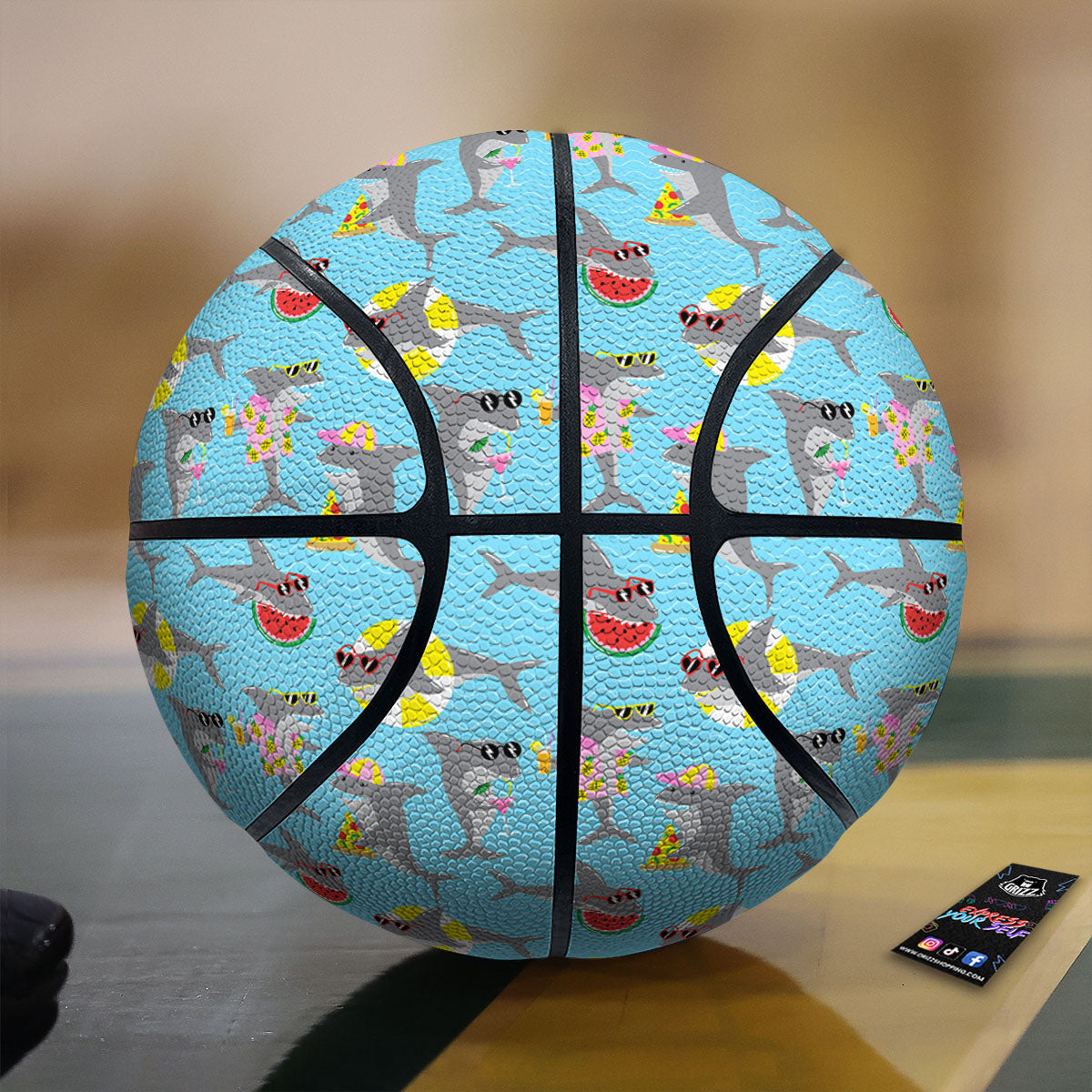 Shark Cartoon Print Pattern Basketball-grizzshop