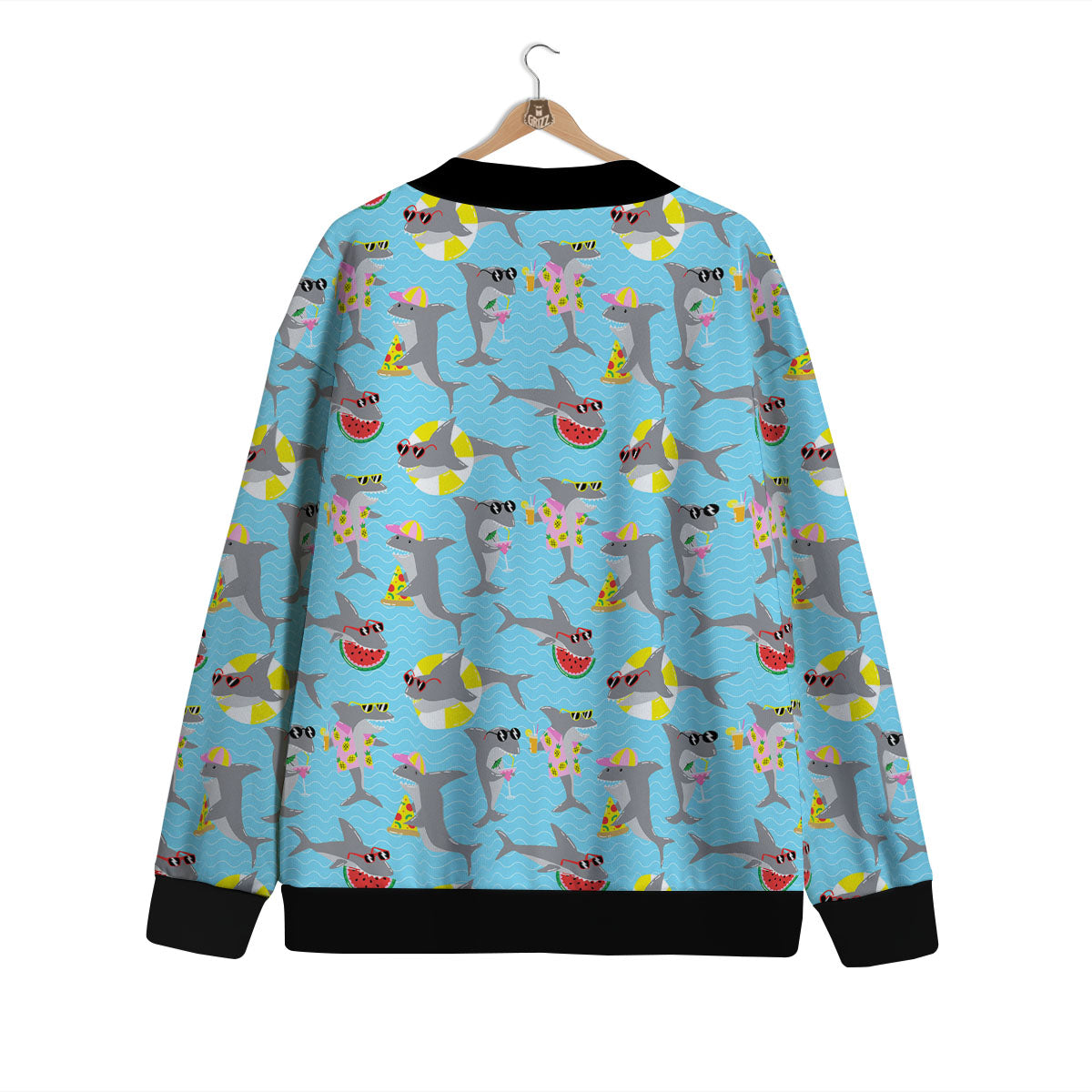 Shark Cartoon Print Pattern Cardigan-grizzshop
