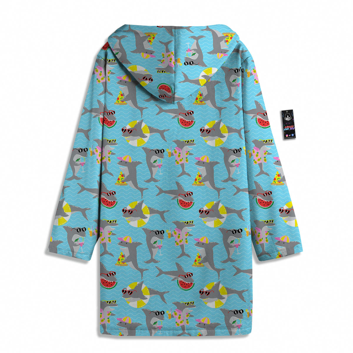 Shark Cartoon Print Pattern Men's Windbreaker Jacket-grizzshop