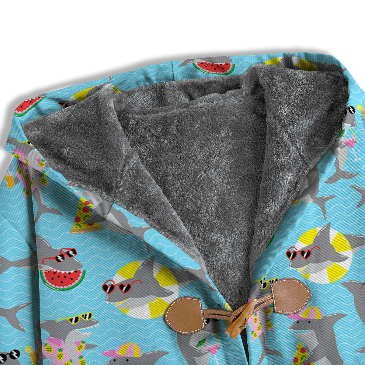Shark Cartoon Print Pattern Men's Windbreaker Jacket-grizzshop