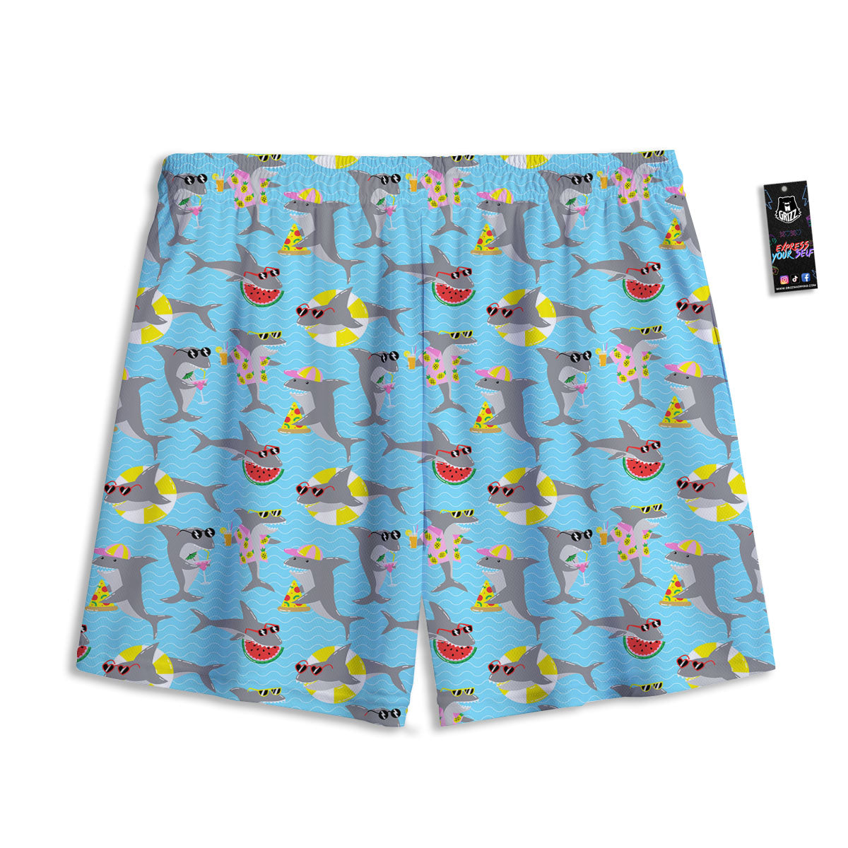 Rooster Embroidery Print Pattern Mesh Shorts