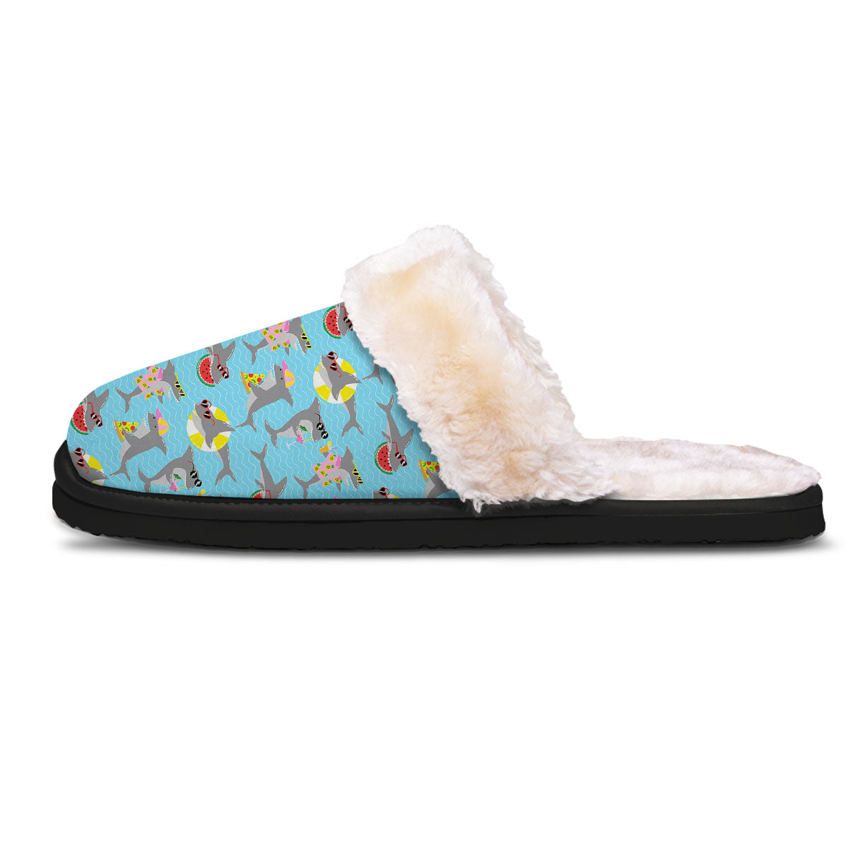 Shark Cartoon Print Pattern Slippers-grizzshop