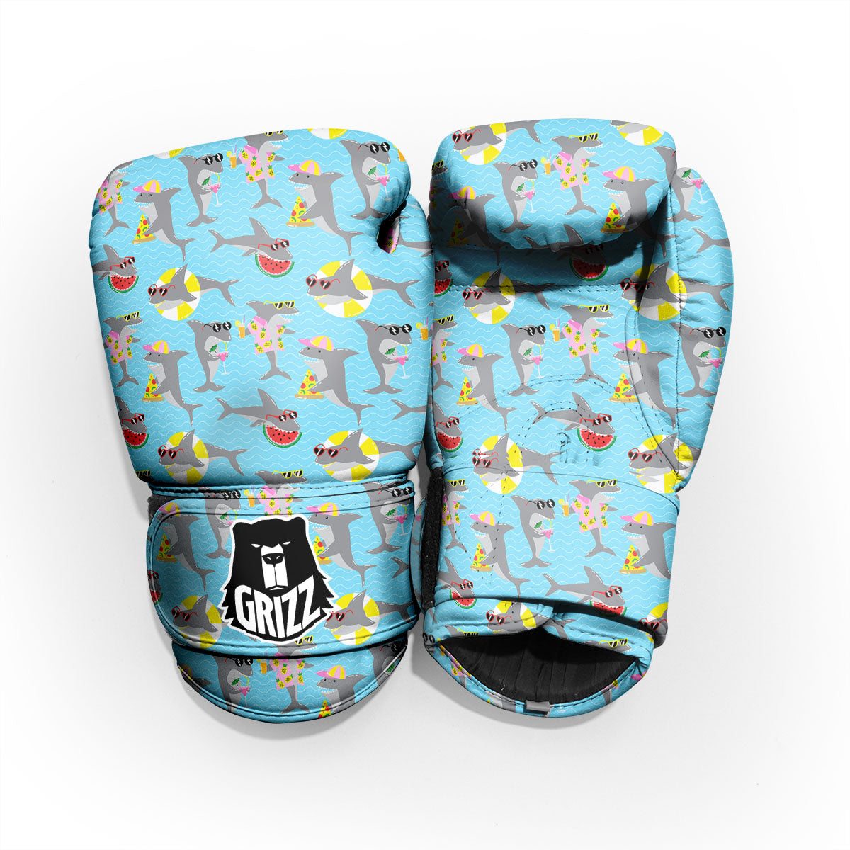 Shark Cartoon Print Pattern Pro Boxing Glove