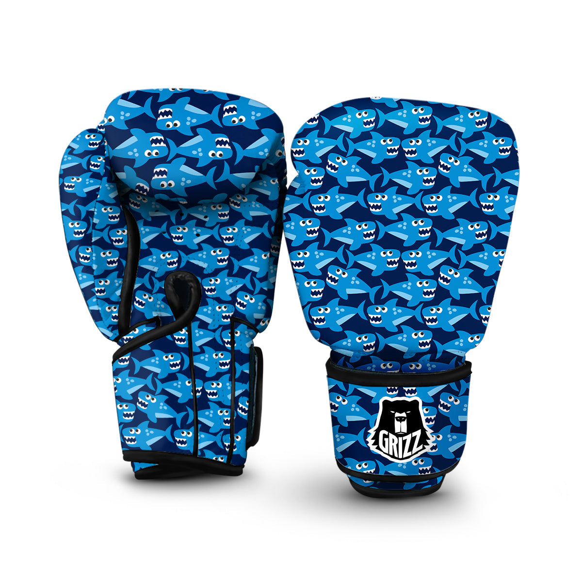 Shark Circling Cartoon Pattern Print Boxing Gloves-grizzshop