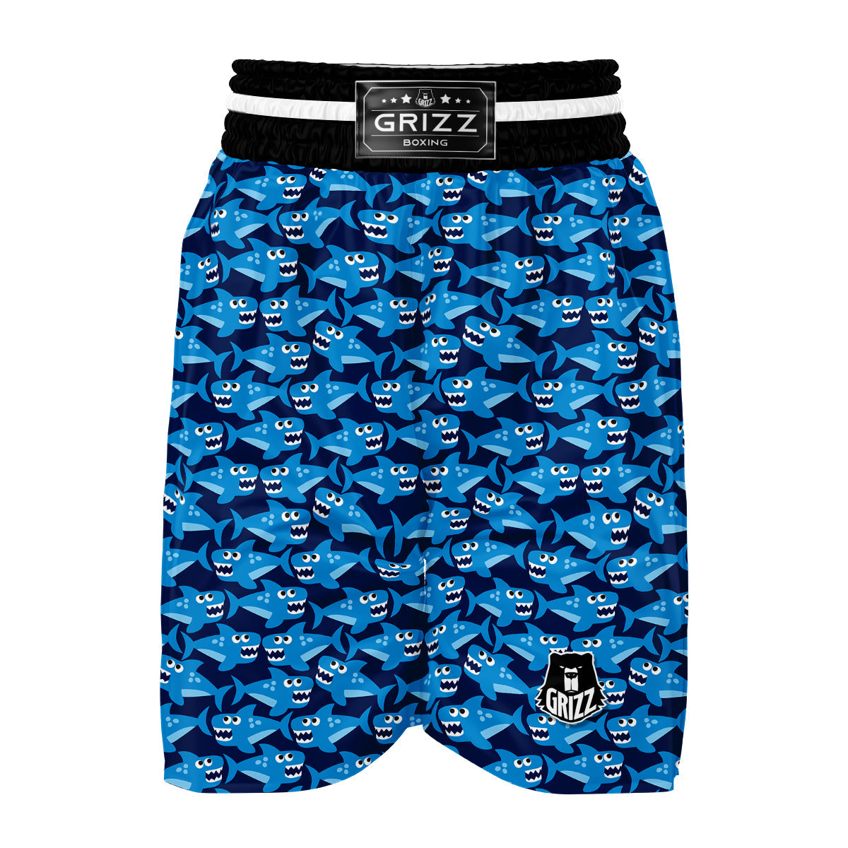 Shark Circling Cartoon Pattern Print Boxing Shorts-grizzshop