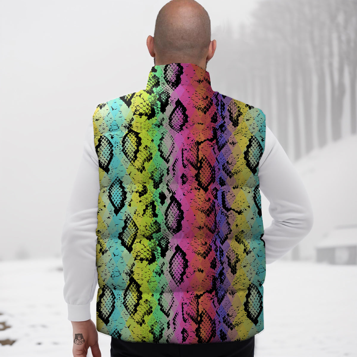 Shark Circling Cartoon Pattern Print Down Vest