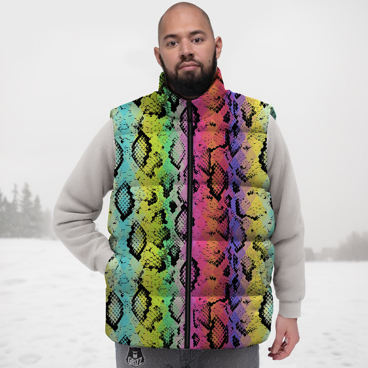 Shark Circling Cartoon Pattern Print Down Vest