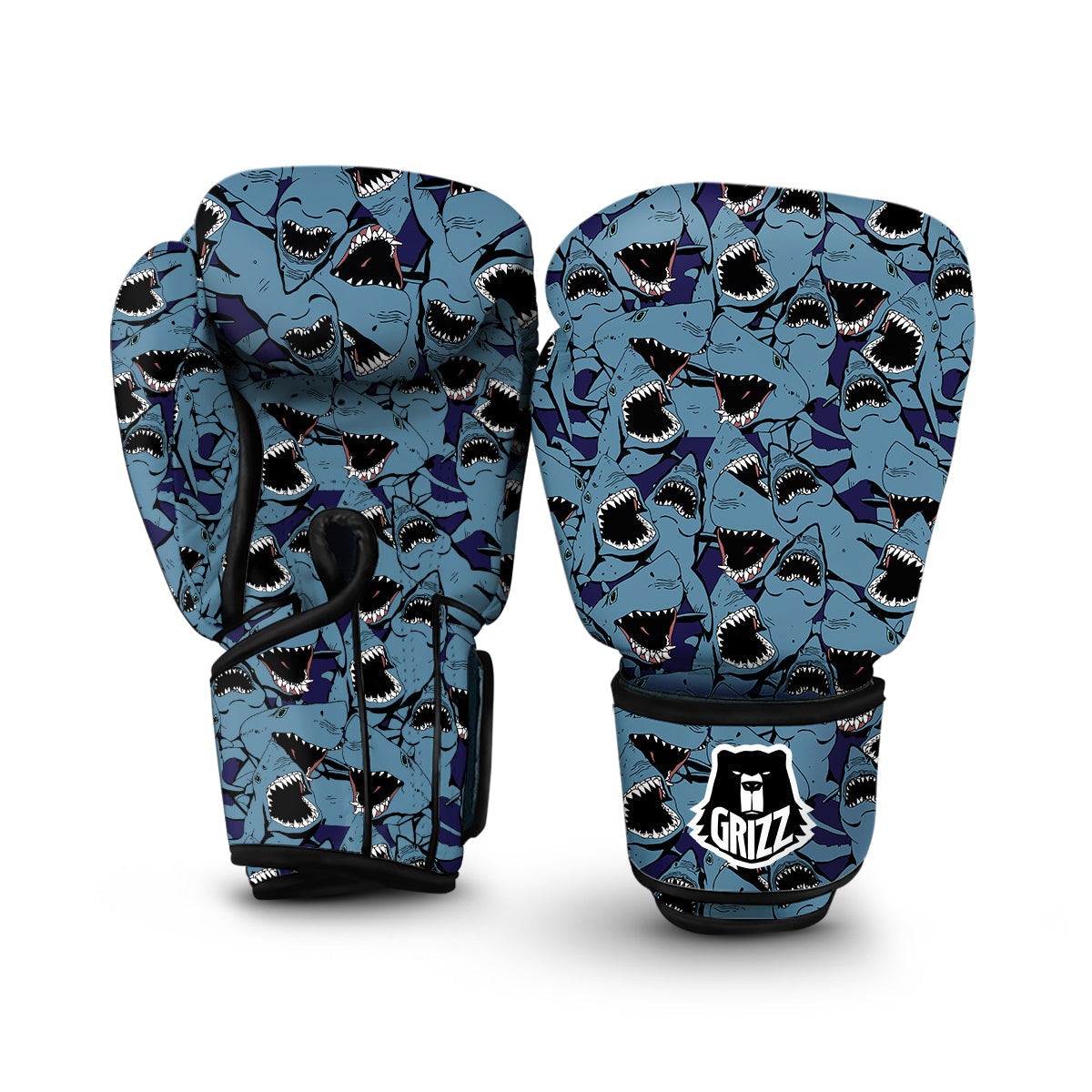 Shark Circling Pattern Print Boxing Gloves-grizzshop