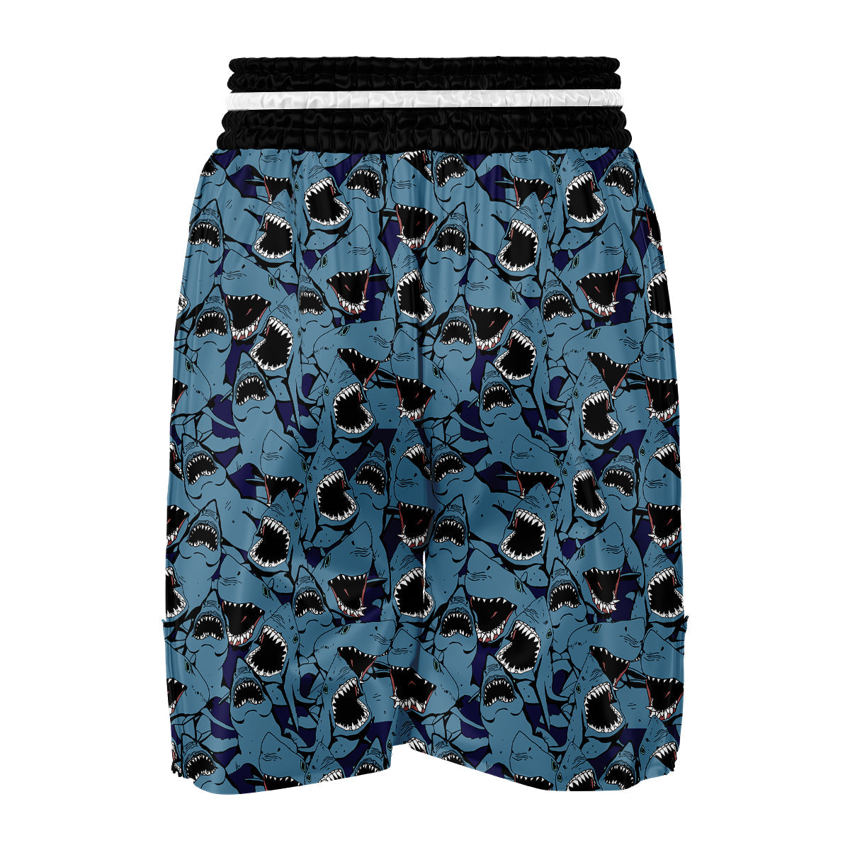 Shark Circling Pattern Print Boxing Shorts-grizzshop