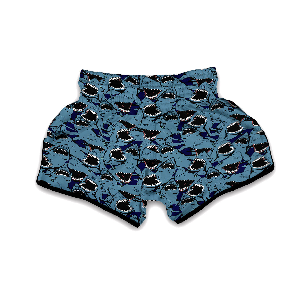 Shark Circling Pattern Print Muay Thai Boxing Shorts-grizzshop