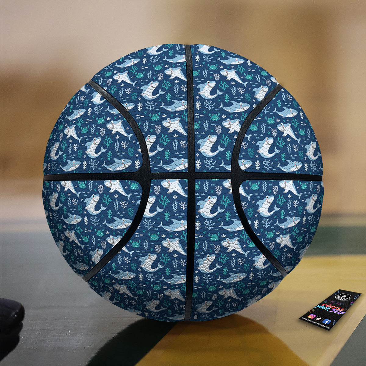 Shark Cute Print Pattern Basketball-grizzshop
