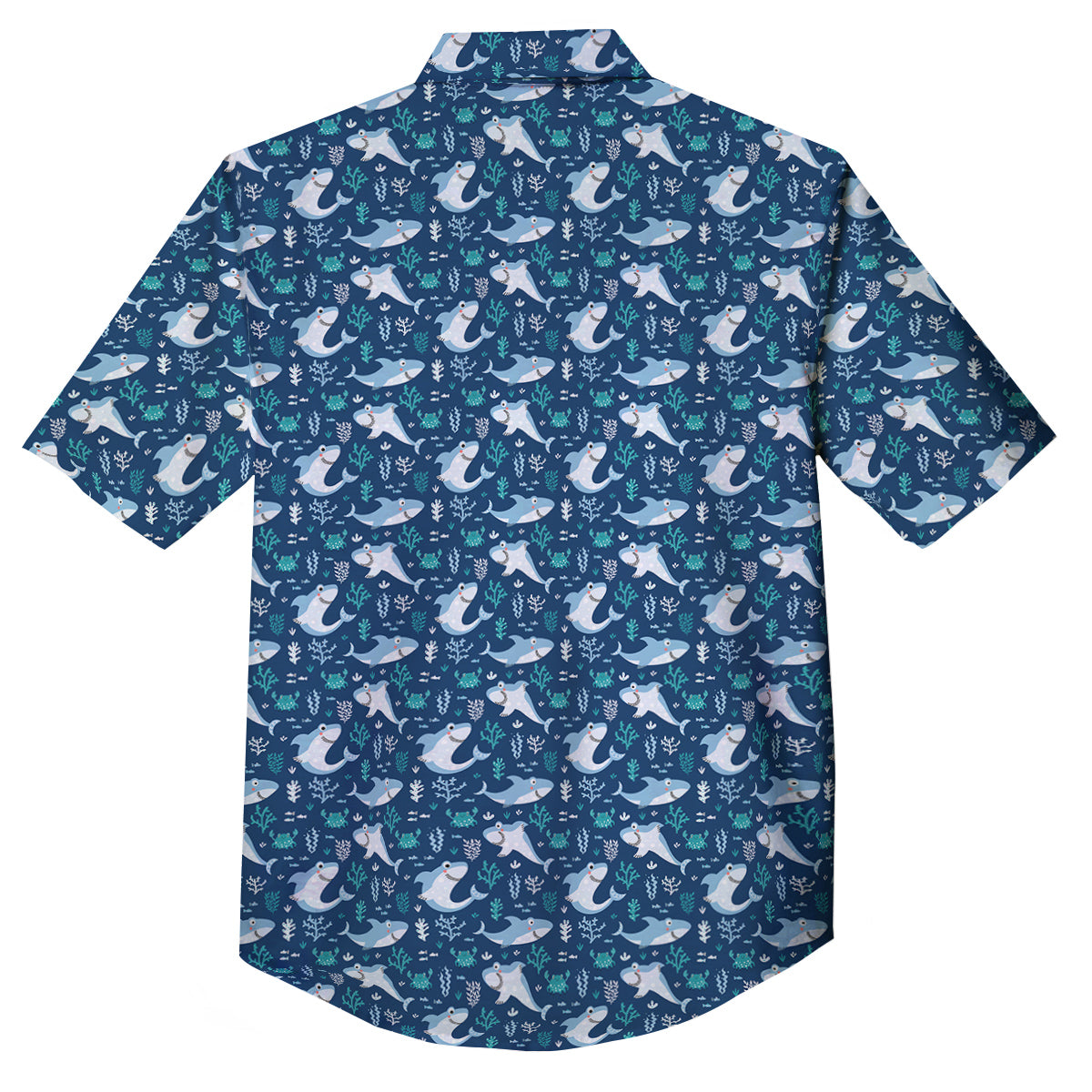 Shark Cute Print Pattern Button Up Shirt-grizzshop