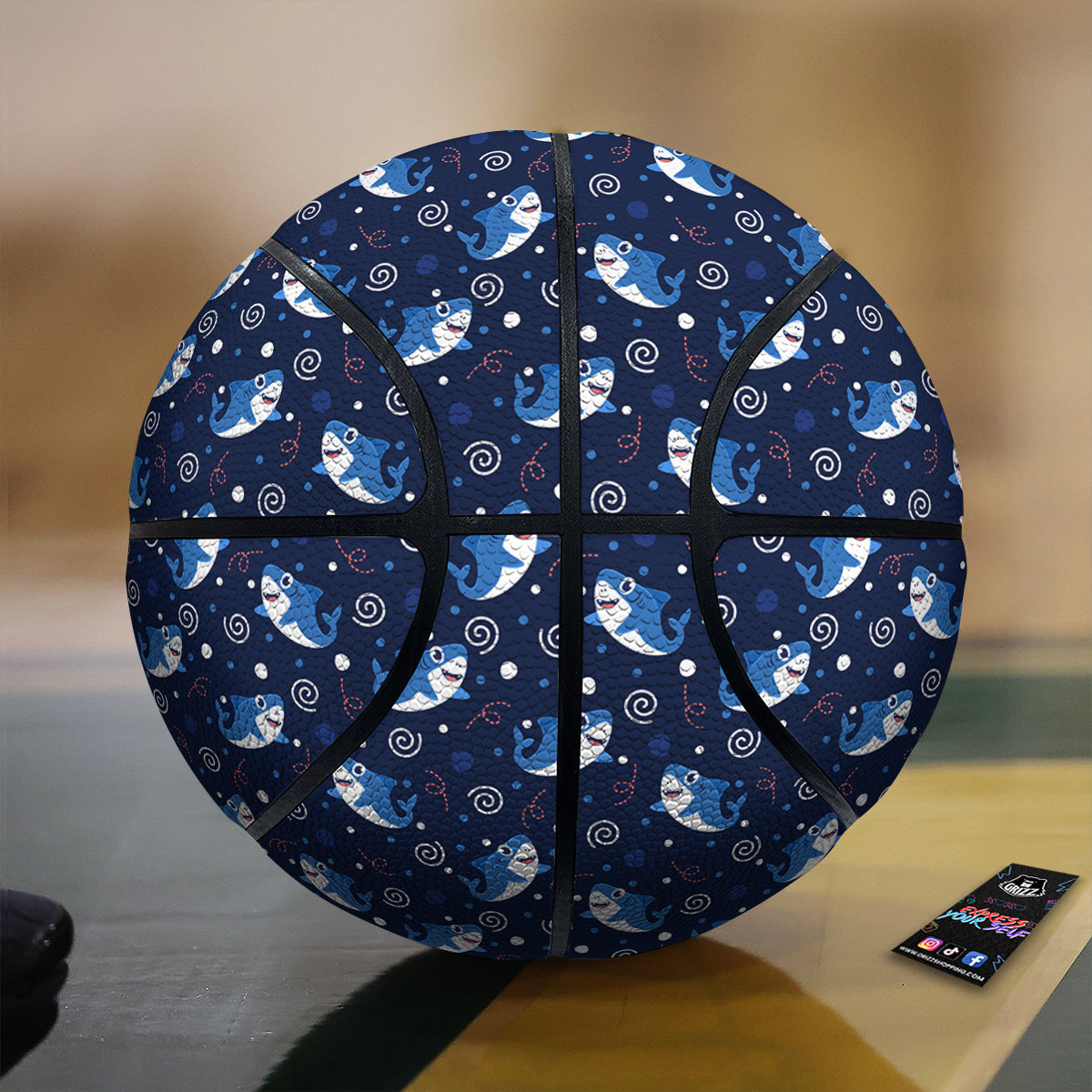 Shark Cute White Print Pattern Basketball-grizzshop