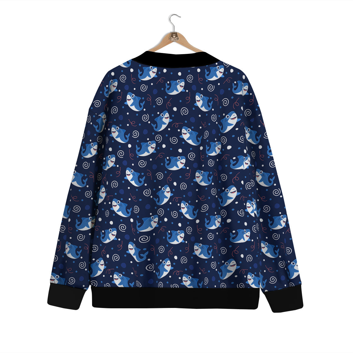 Shark Cute White Print Pattern Cardigan-grizzshop