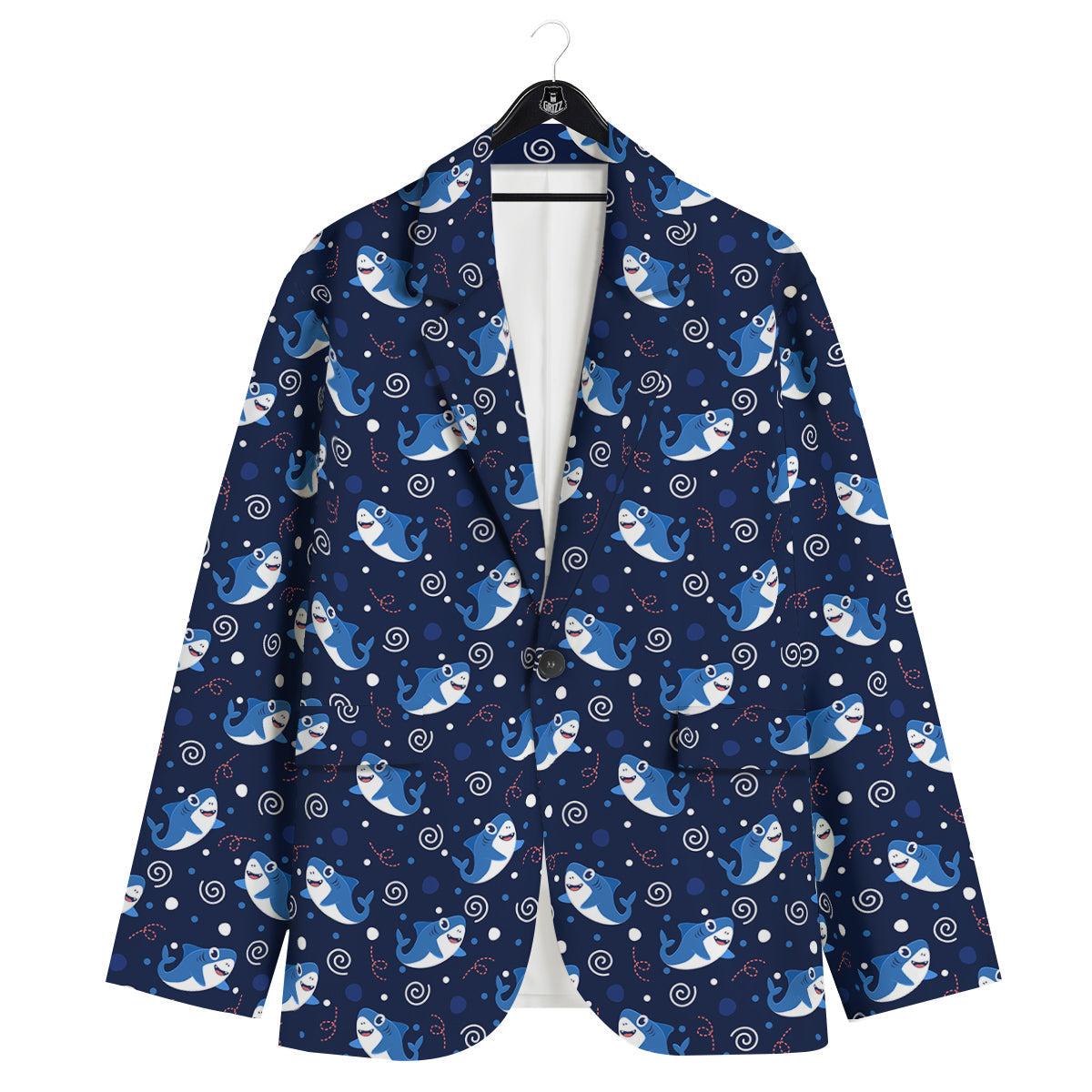 Shark Cute White Print Pattern Men's Sport Coat-grizzshop