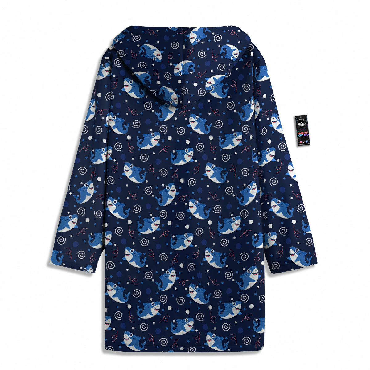 Shark Cute White Print Pattern Men's Windbreaker Jacket-grizzshop