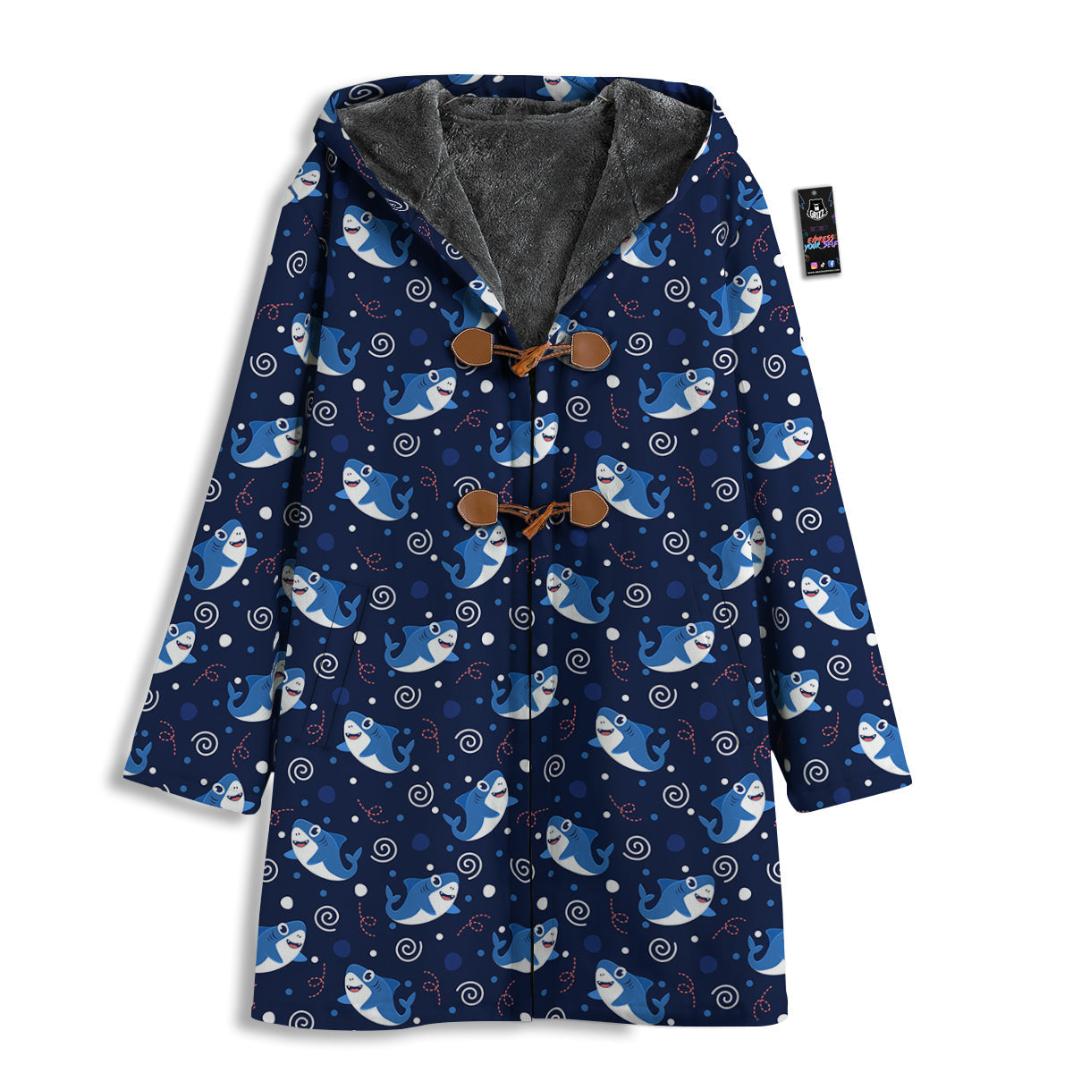 Shark Cute White Print Pattern Men's Windbreaker Jacket-grizzshop