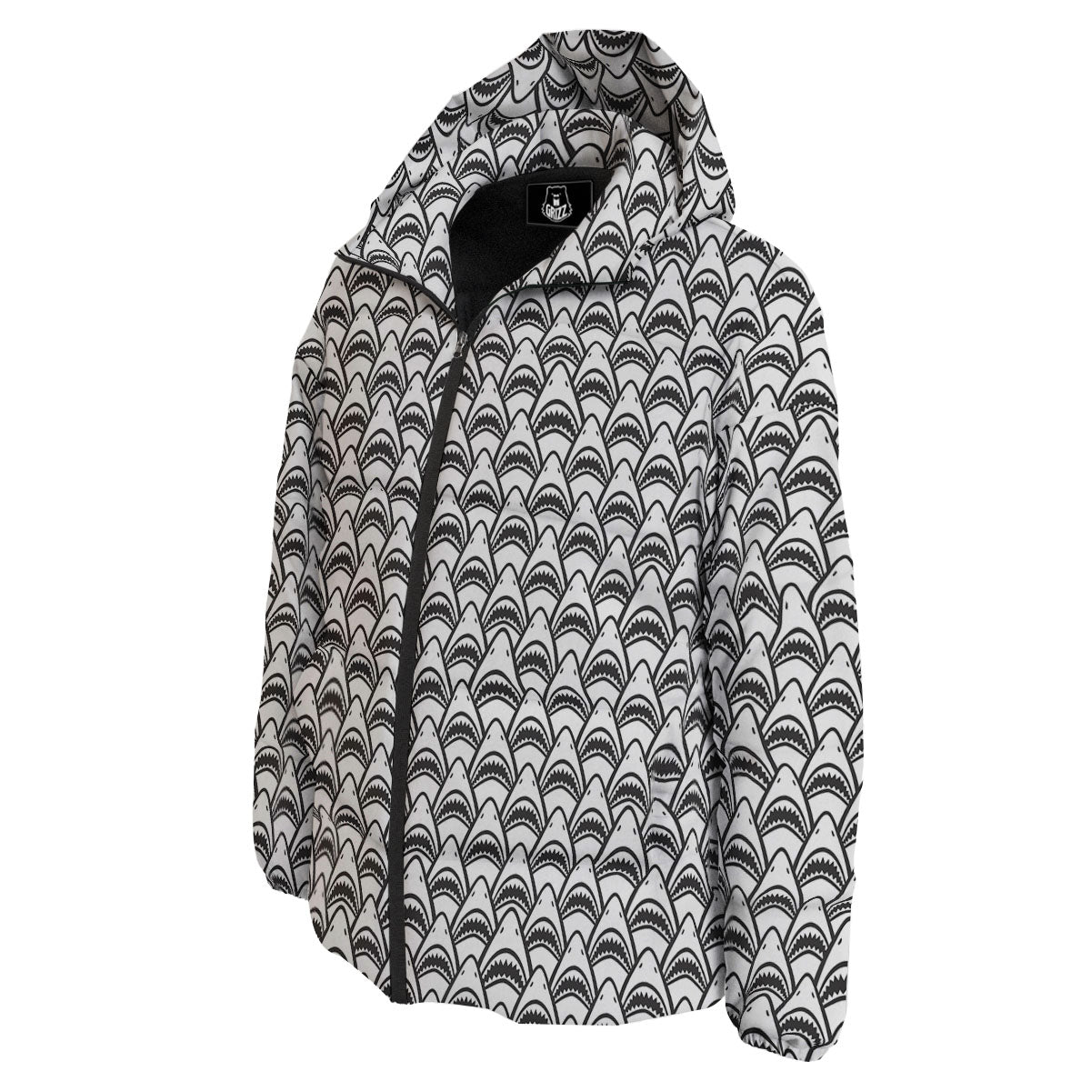 Shark Doodle Print Pattern Down Jacket-grizzshop