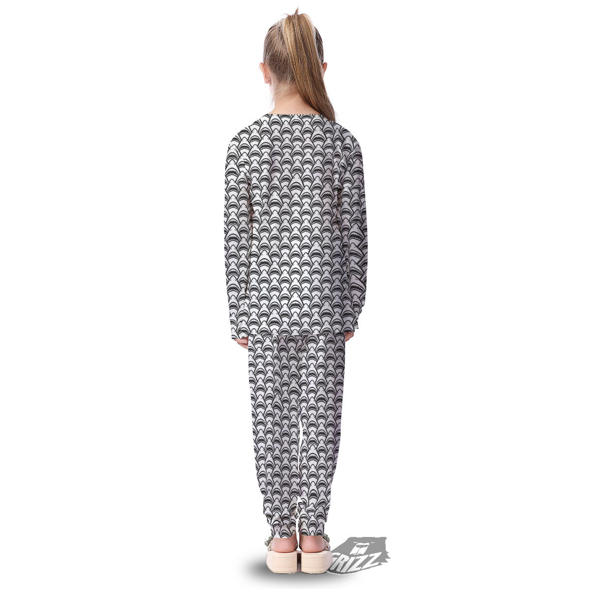 Shark Doodle Print Pattern Kid's Pajamas-grizzshop