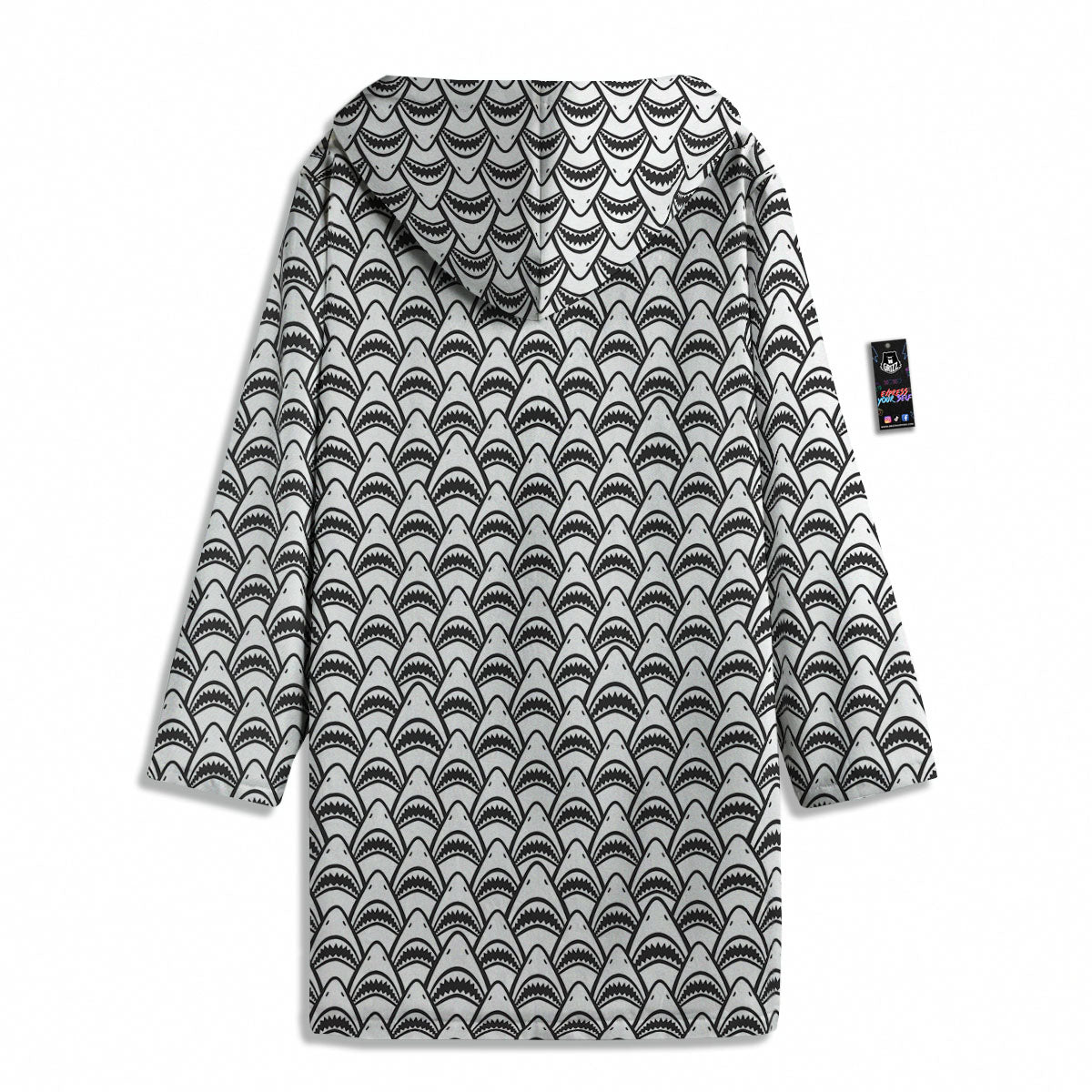 Shark Doodle Print Pattern Men's Windbreaker Jacket-grizzshop