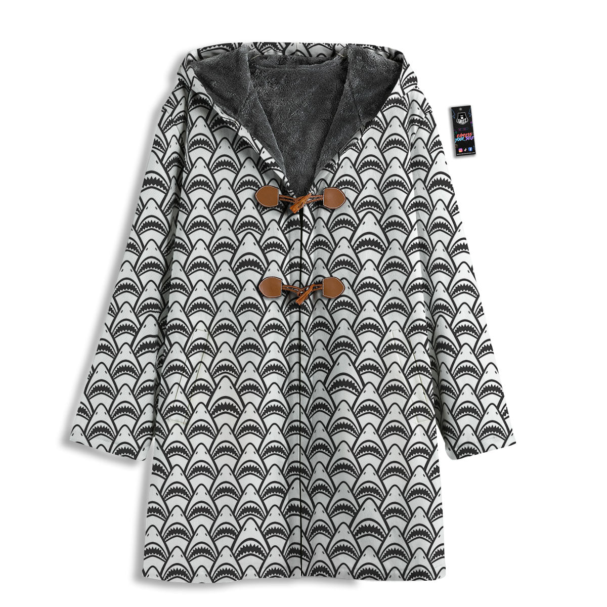Shark Doodle Print Pattern Men's Windbreaker Jacket-grizzshop