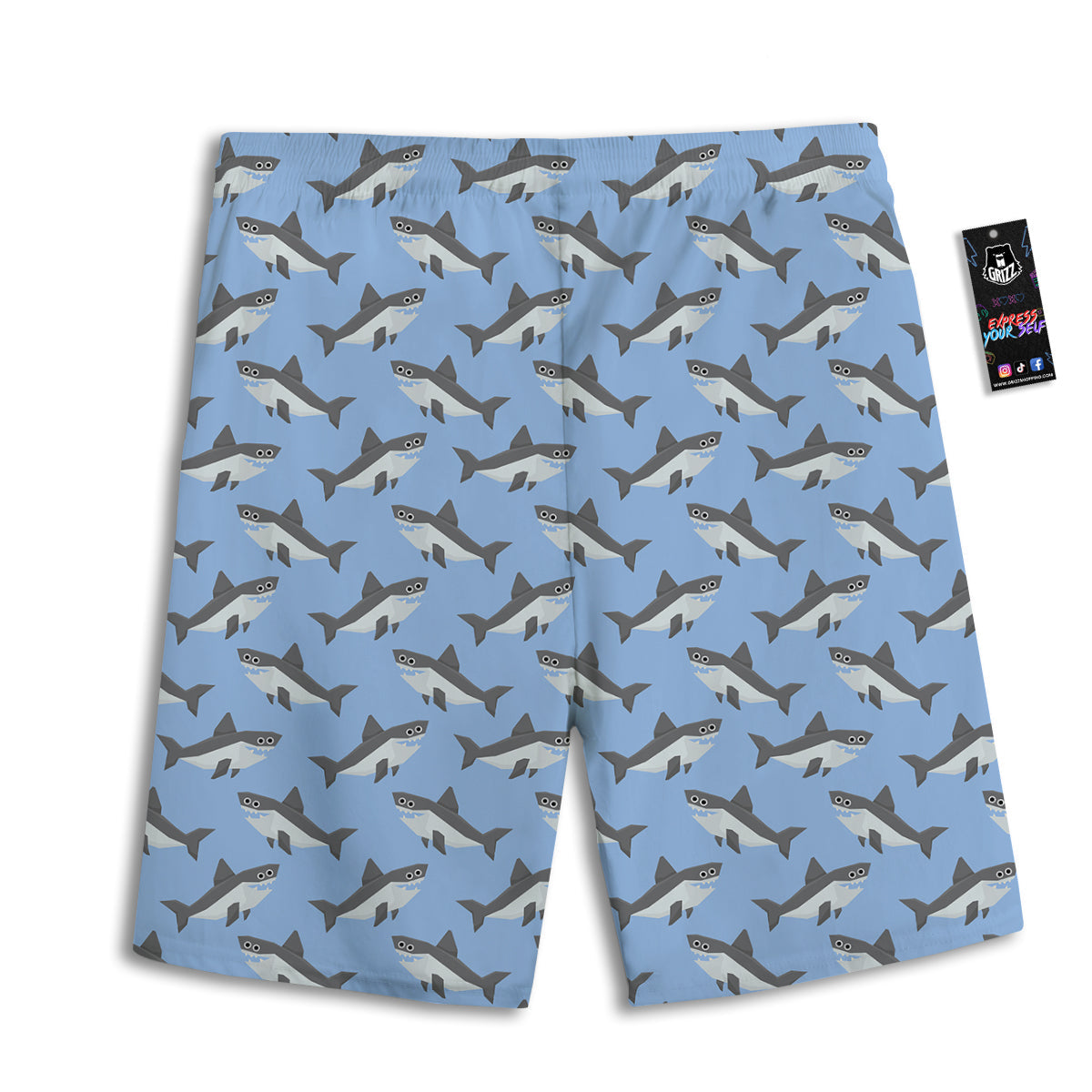Shark Grey And White Print Pattern Men's Athletic Shorts
