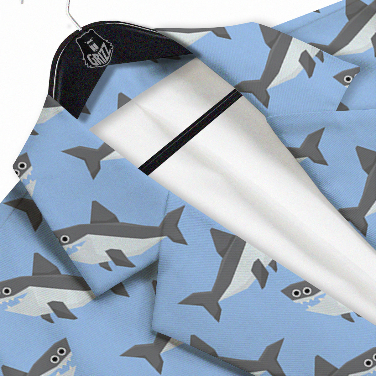 Shark Grey And White Print Pattern Men's Sport Coat-grizzshop