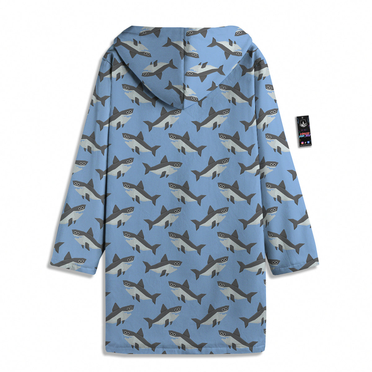 Shark Grey And White Print Pattern Men's Windbreaker Jacket-grizzshop