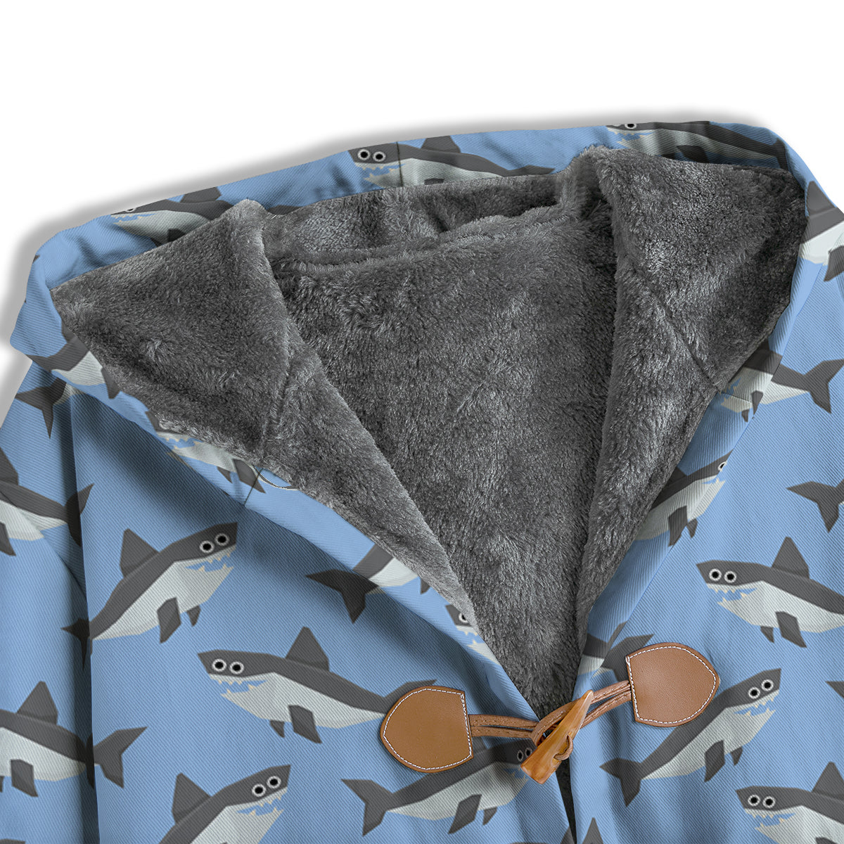 Shark Grey And White Print Pattern Men's Windbreaker Jacket-grizzshop
