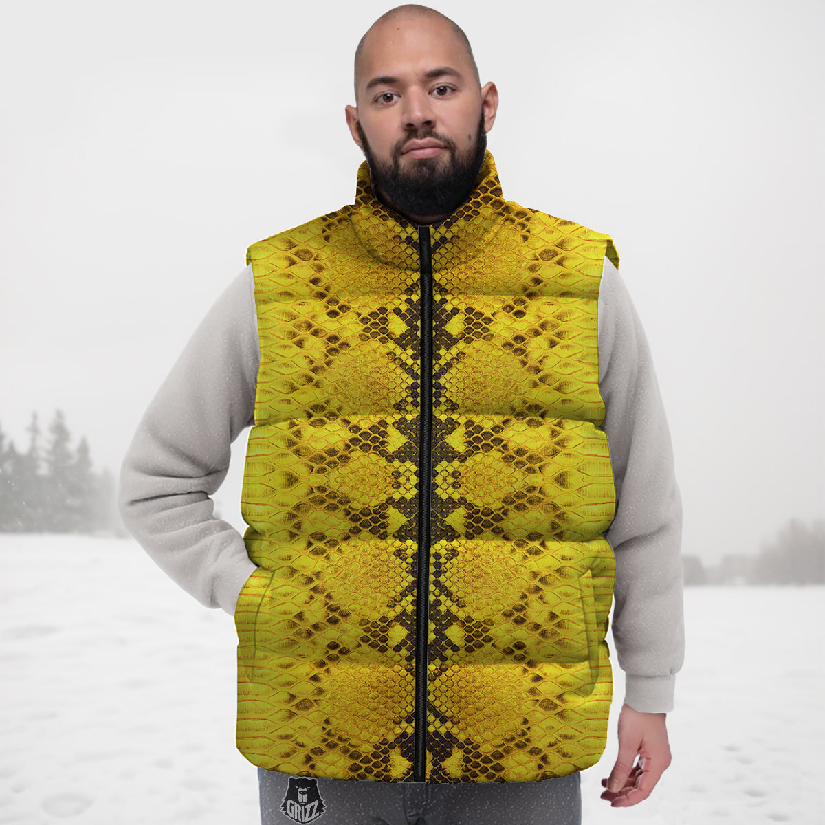 Shark Pattern Print Down Vest