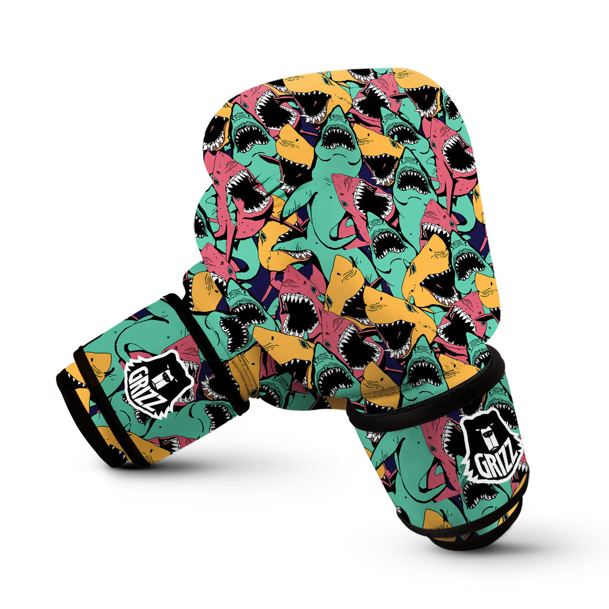 Shark Print Pattern Boxing Gloves-grizzshop