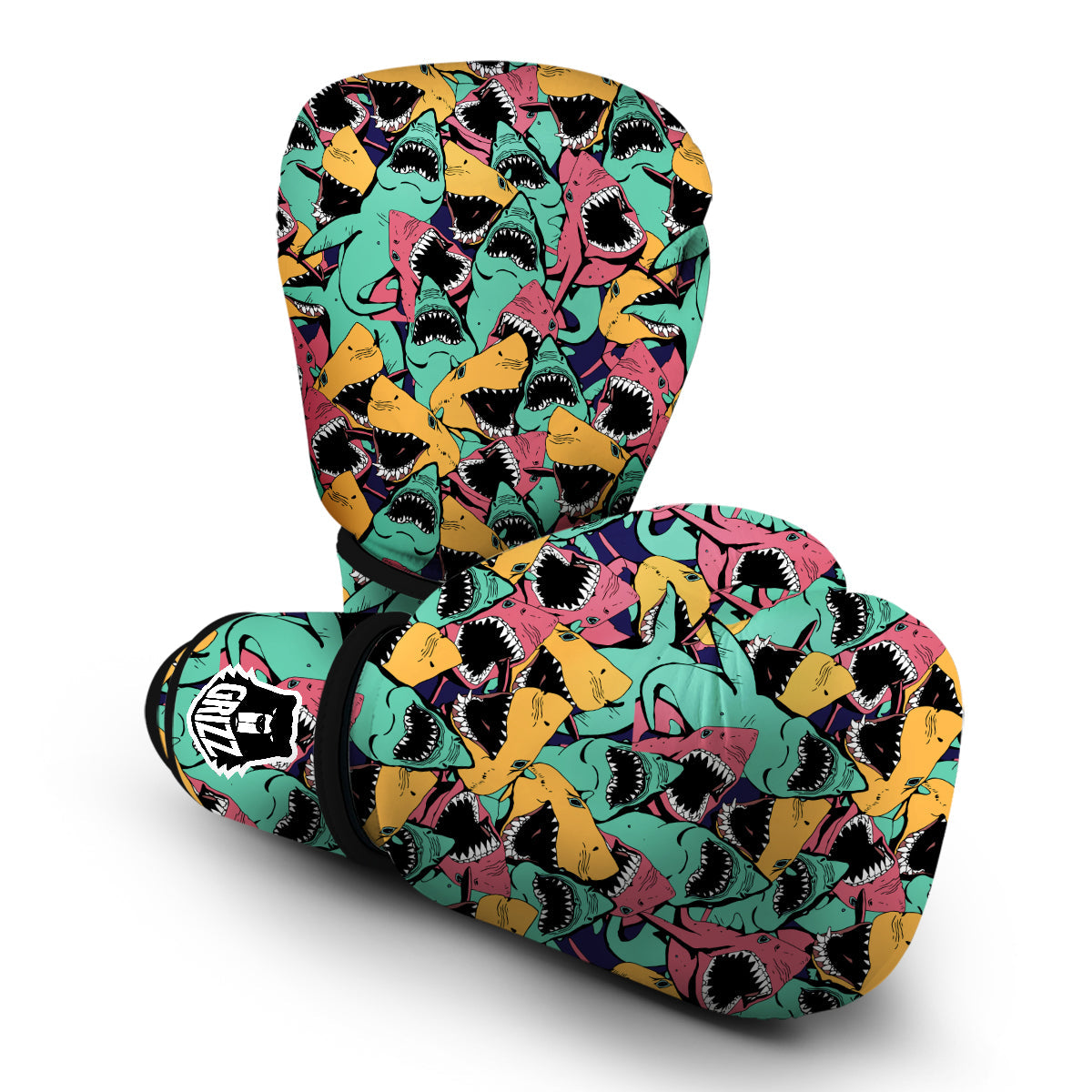 Shark Print Pattern Boxing Gloves-grizzshop