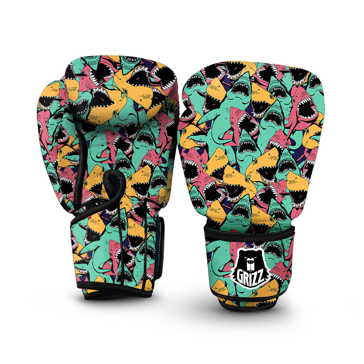 Shark Print Pattern Boxing Gloves-grizzshop