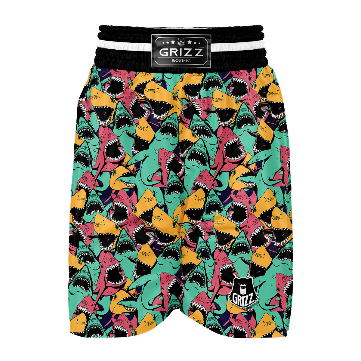Shark Print Pattern Boxing Shorts-grizzshop