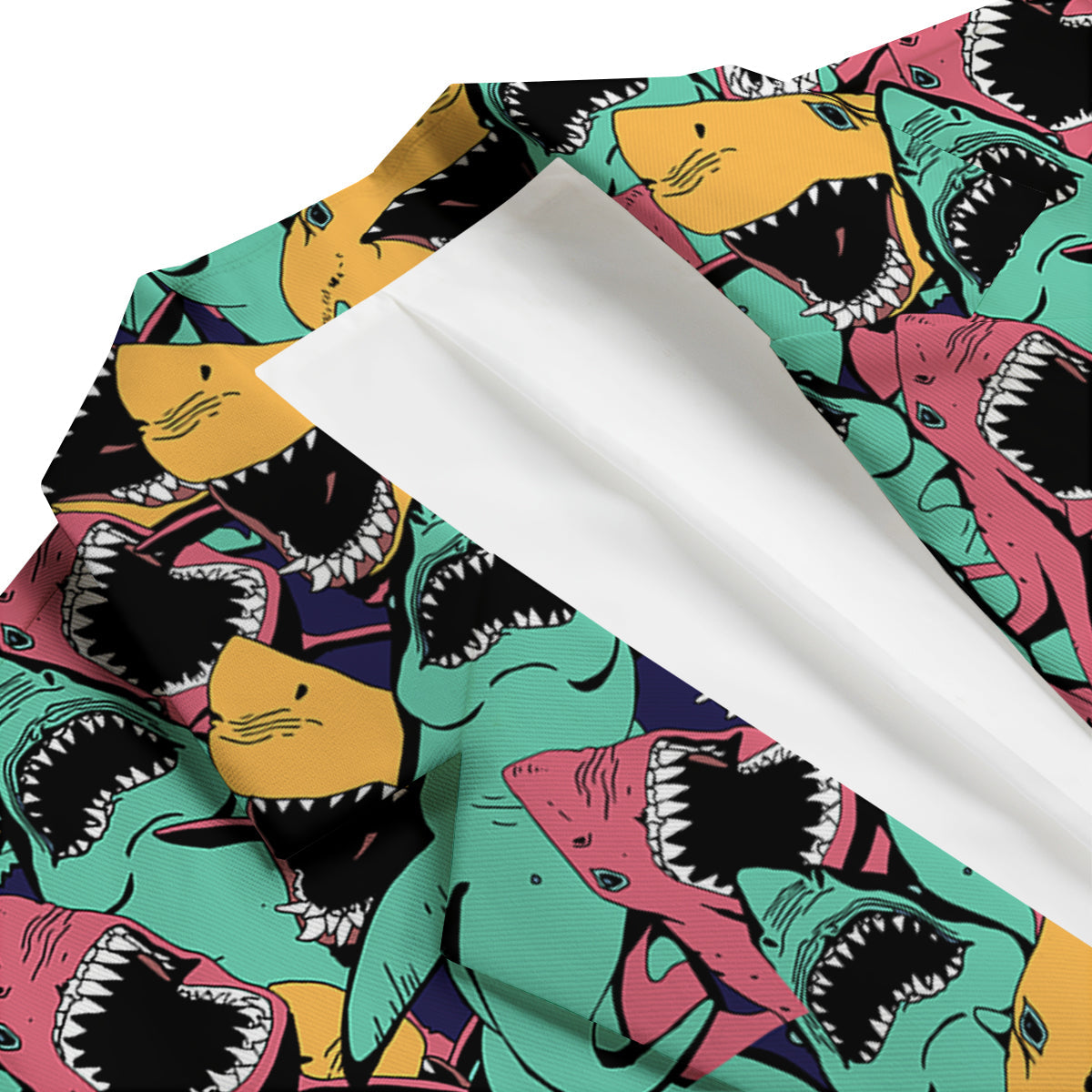 Shark Print Pattern Men's Blazer-grizzshop