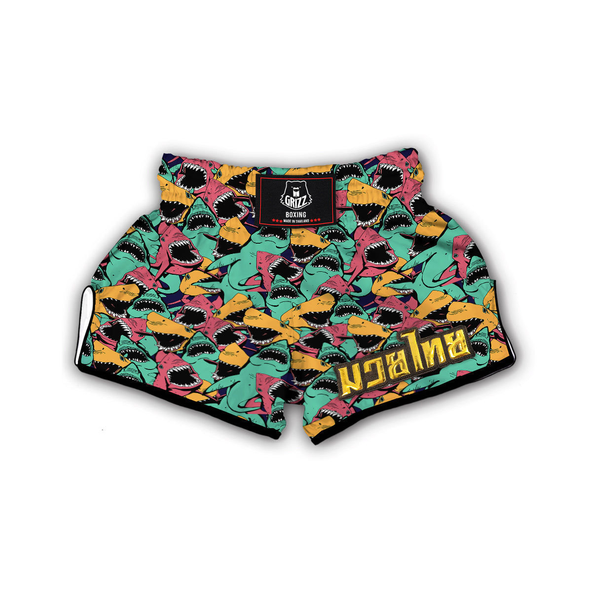 Shark Print Pattern Muay Thai Boxing Shorts-grizzshop