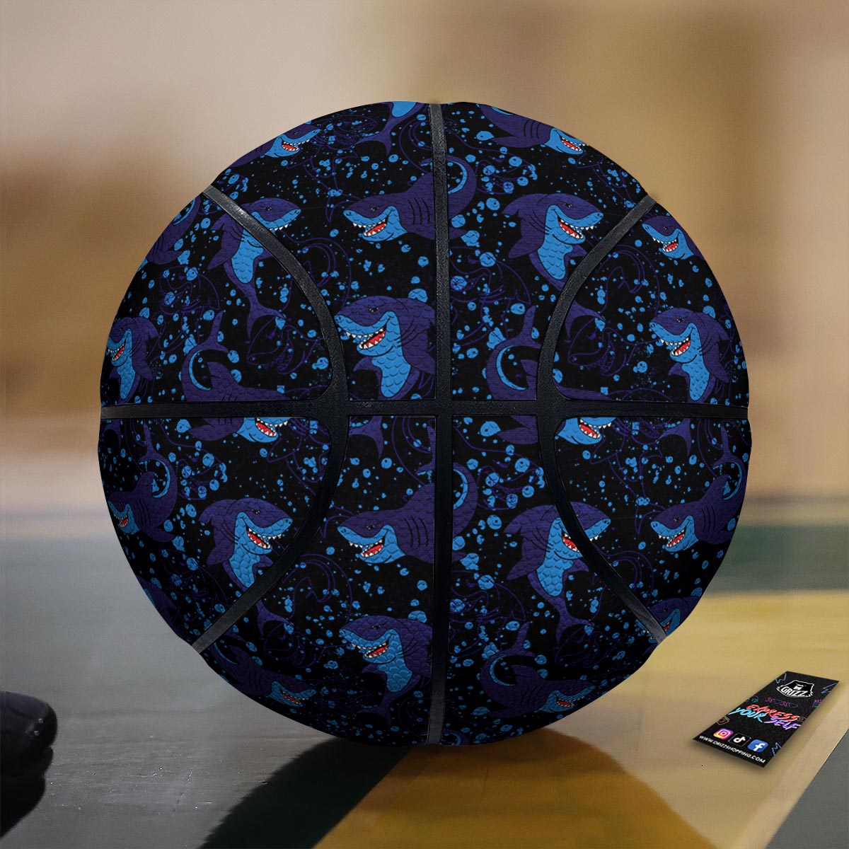Shark Smiley Print Pattern Basketball-grizzshop