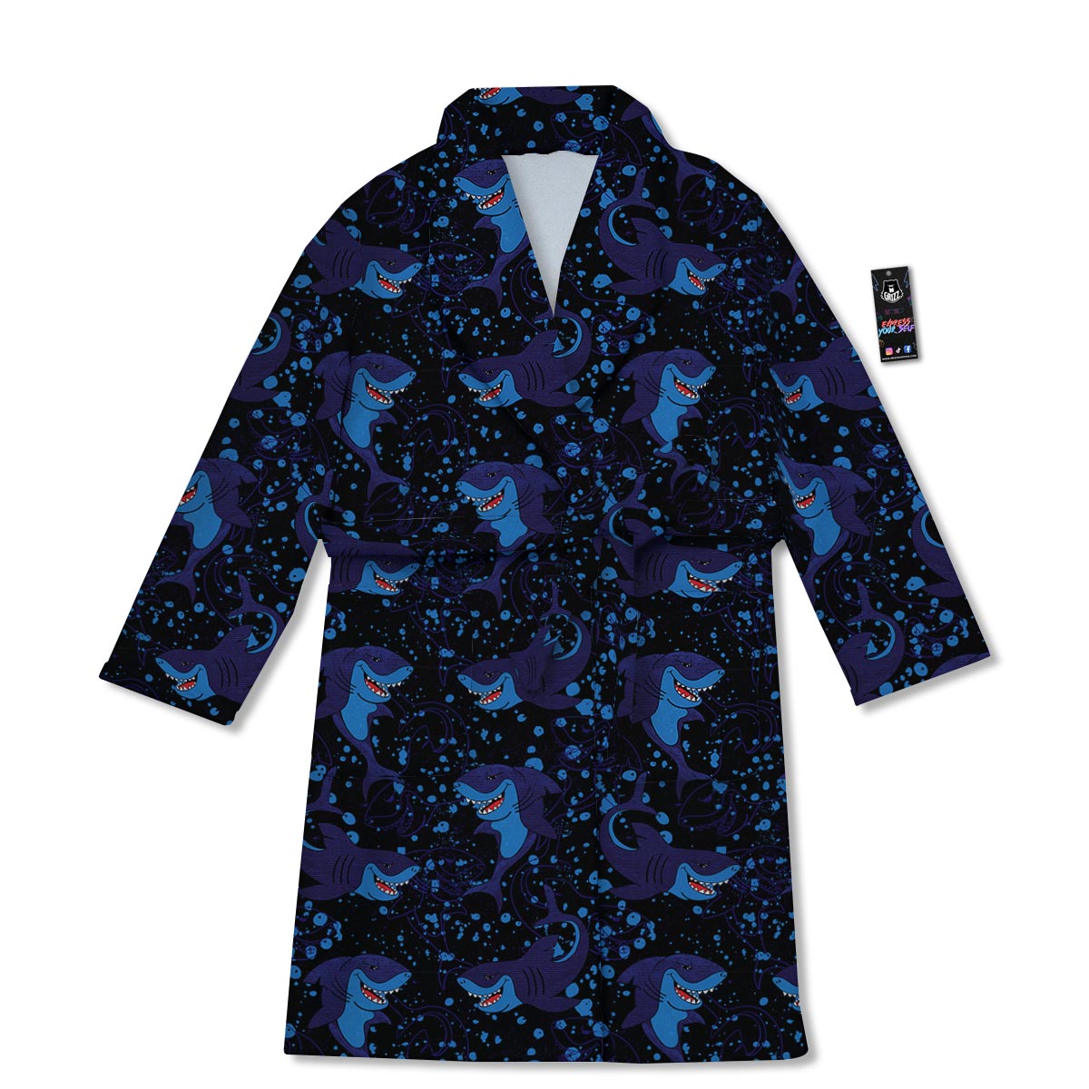 Shark Smiley Print Pattern Bathrobe-grizzshop